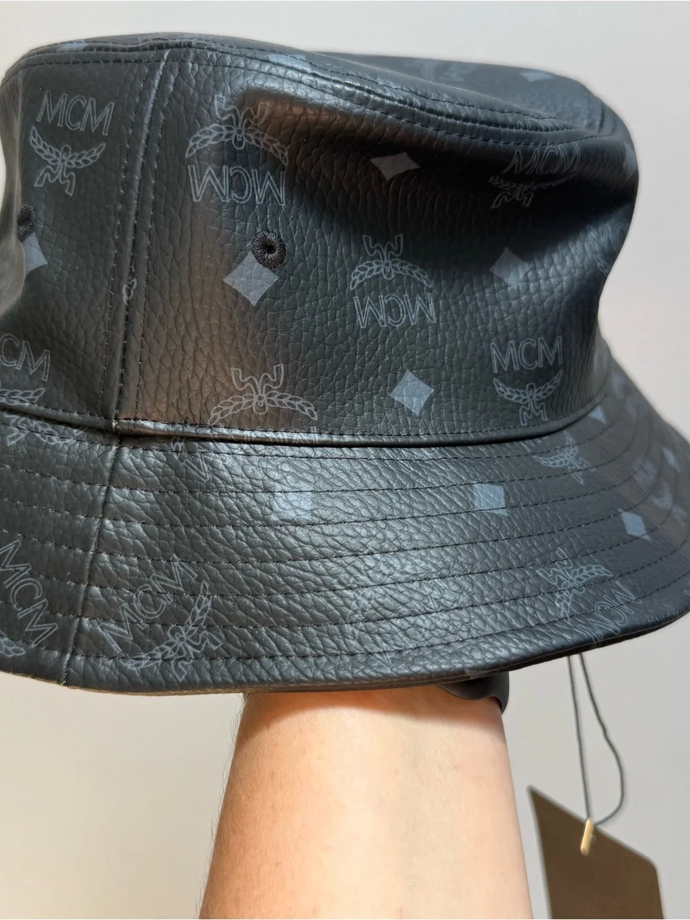 MCM Black Visetos Logo Bucket Hat